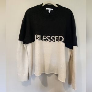 Peace Love World Black White Long Sleeve Sweater Womens Large